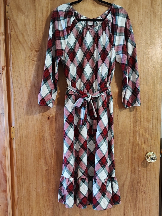 Gymboree Dresses & Skirts - Gymboree Womens Dress Plaid Flannel Red Green Bias Cut Ruffle Christmas Cotton L